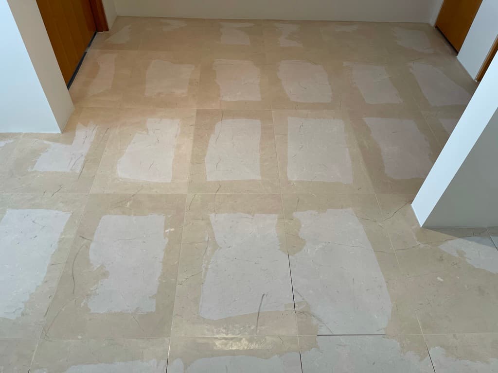 Stone floor joints after epoxy regrouting